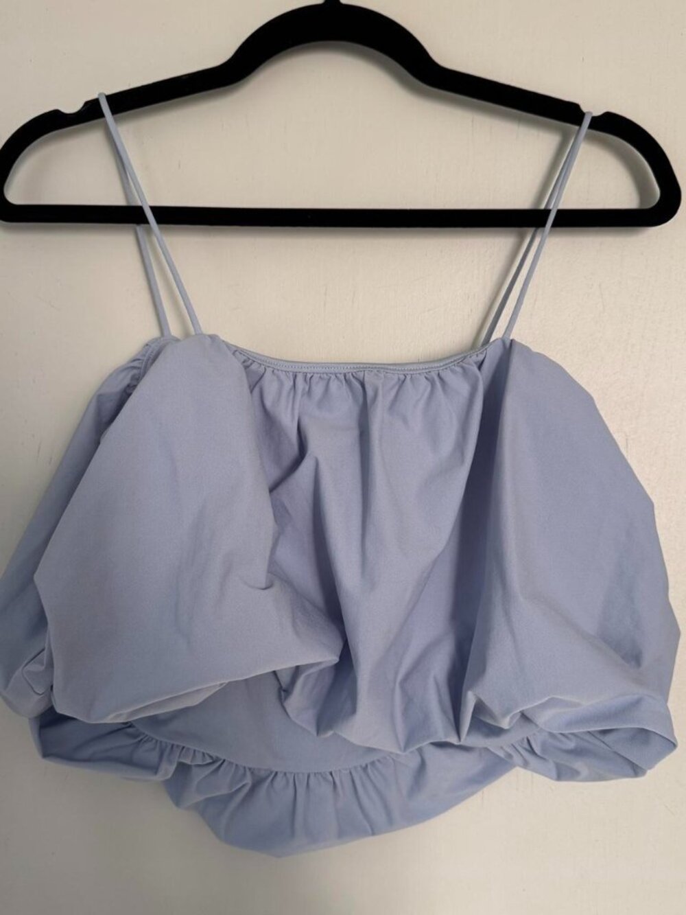 Light blue bubble crop top with thin straps